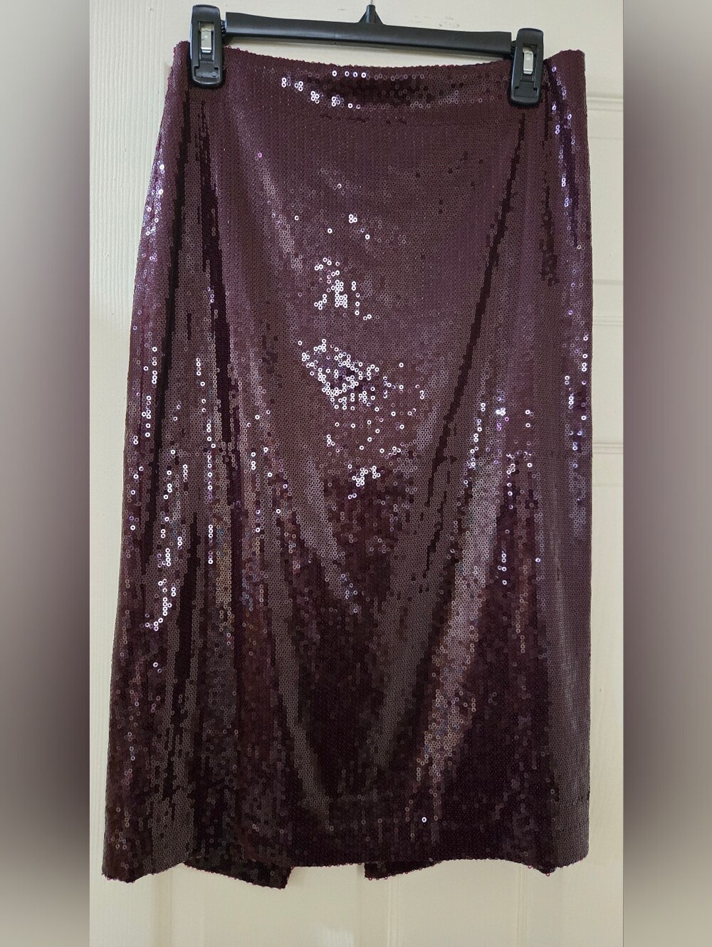 Sequin Midi Skirt in Deep Plum